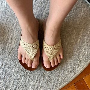Braided cotton toe thongs sandal